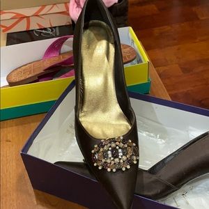 Delicious Chocolate Satin Embellished Shoe